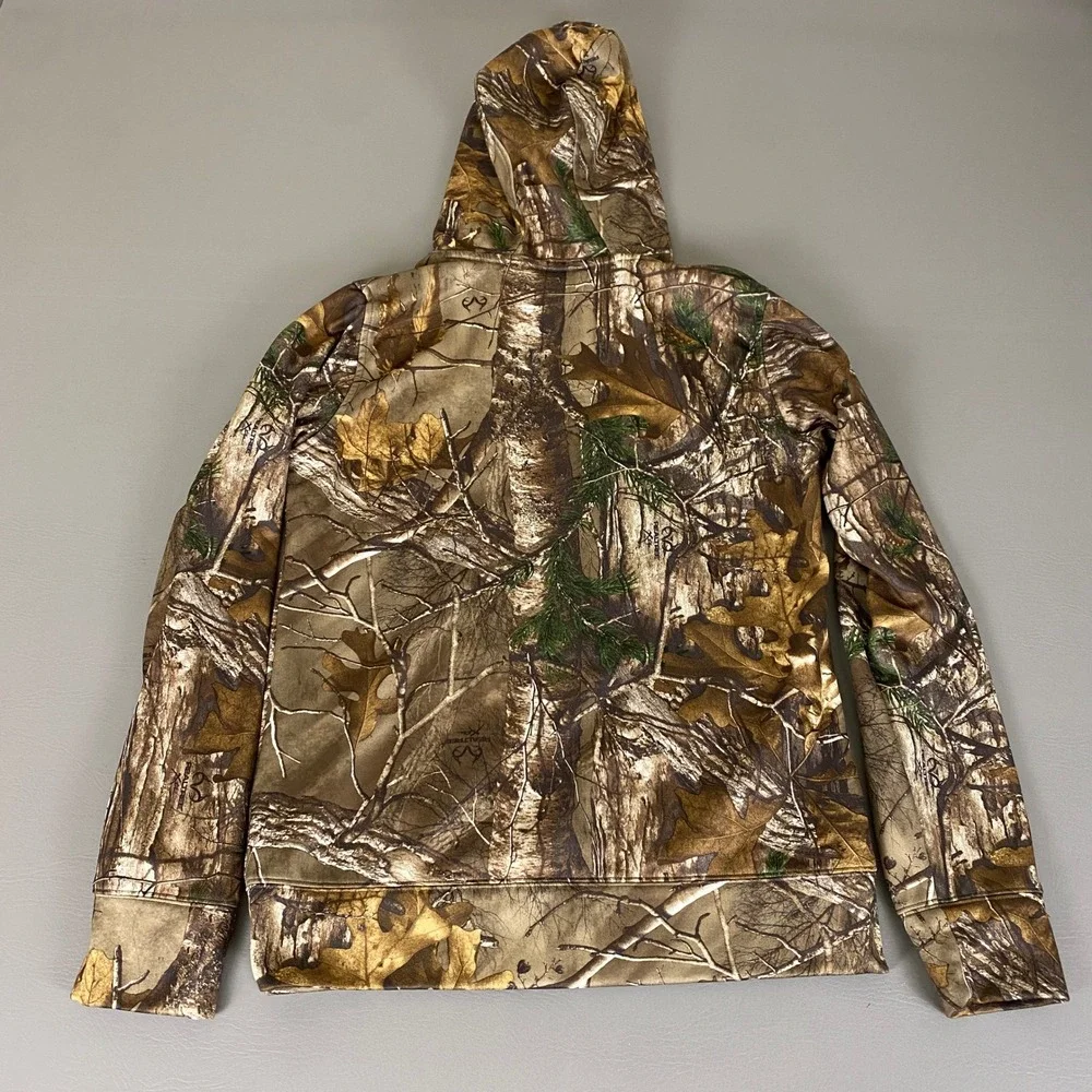 Under Armour Realtree Camo Hoodie Women's Size Medium Pink Green Logo‎ Loose Fit